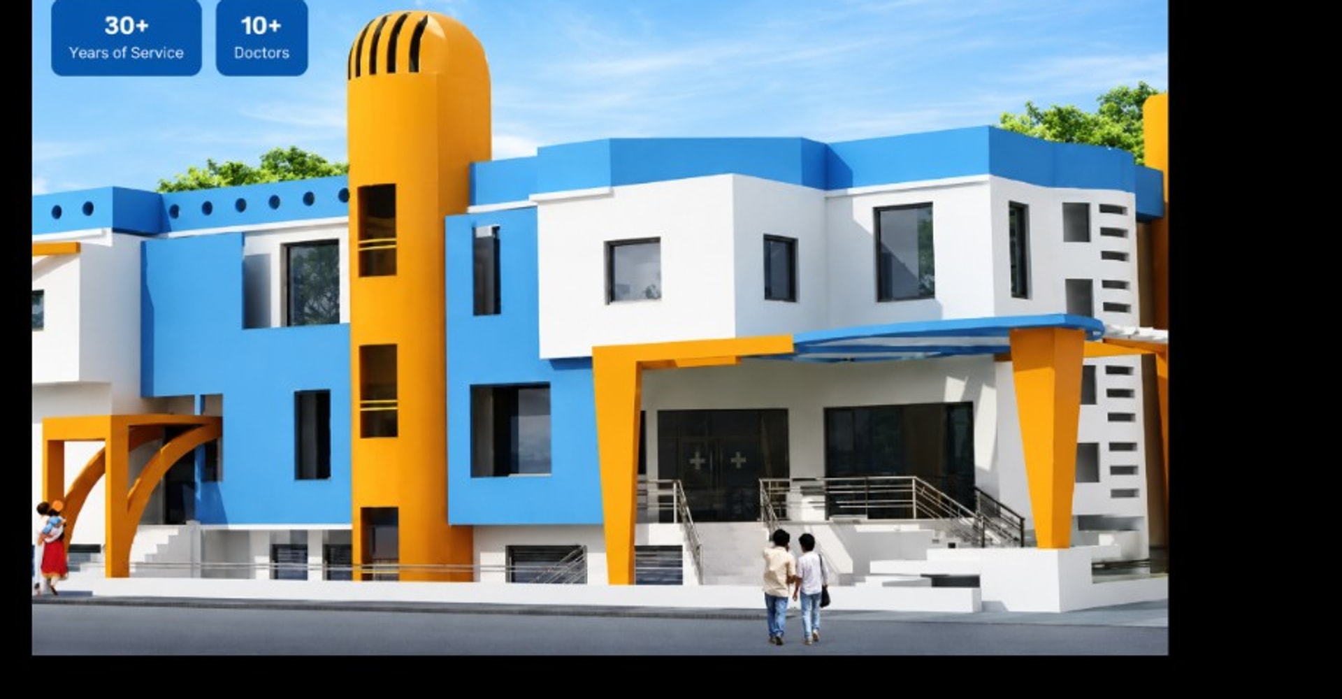 ಡಾ. ಪೂಜಾರ್ ಆಸ್ಪತ್ರೆ LLP — ರಾಬಕವಿ ಬನಹಟ್ಟಿ, ಬಾಗಲಕೋಟೆಯಲ್ಲಿ ಆಧುನಿಕ ನೀಲಿ, ಬಿಳಿ ಮತ್ತು ಕಿತ್ತಳೆ ಆಸ್ಪತ್ರೆ ಕಟ್ಟಡ